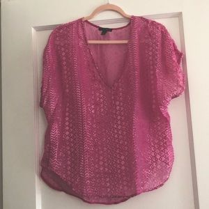 Aqua Sheer Short Sleeve Velvet-Y Top